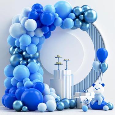 Imagem de Kit de Arco de Balões NISOCY Azul - 124 Unidades para Decoração de Fes