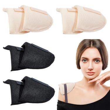 Imagem de NICENEEDED 4 pares de ombreiras embutidas, almofada de ombro de espuma espessa de 2 cores, acessórios de costura para roupas femininas, blazer terno camiseta