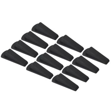 Imagem de PATIKIL Batentes de porta para parte inferior da porta, pacote com 12 cunha de borracha empilhável resistente para azulejo tapete de concreto madeira resistente, preto