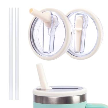 Imagem de 2 peças de substituição de tampa de canudo para copo Stanley de 1,134 g, acessório de tampa de copo à prova de vazamento para Stanley Quencher H2.0, tampa de copo reutilizável à prova de derramamento