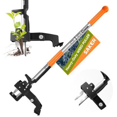 Imagem de Saker Extrator de ervas daninhas com cabo longo e 4 garras de aço inoxidável de alta resistência para remover ervas daninhas sem dobrar, puxar ou ajoelhar