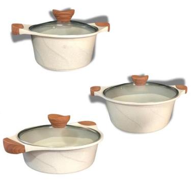 Imagem de Jogo 3 Panelas 3 Tampas Fundo Espiral Otimiza Cozimento  Diversos Tipo