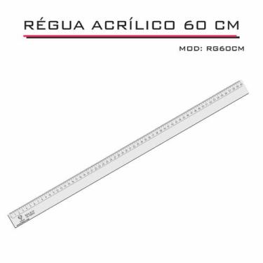 Imagem de Régua Reta Acrílica 60 cm Transparente Desenho Técnico Fenix