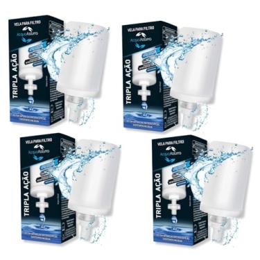 Imagem de Kit 4 Velas Tripla Ação Com Carvao Ativado Para Filtro Barro Premium Alcalina Universal