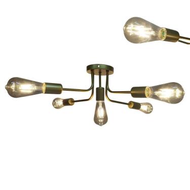 Imagem de Lustre Sputnik Candelabro Com 5 Lampadas E27 Dourado Bivolt
