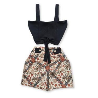 Imagem de Conjunto Plus Size Feminino Cropped + Short Saia 0617 - Bellucy Modas,