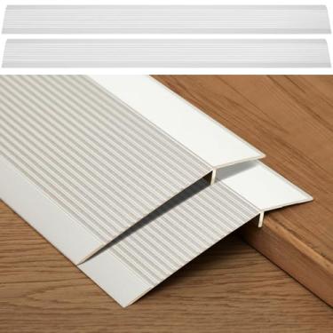 Imagem de Blulu 2 peças de tiras de transição de piso de alumínio 91 cm, rampas de limite para redução de limite de porta de porta, acabamento de borda de porta adequado para altura de limite inferior a 4 cm