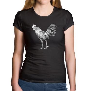 Imagem de Baby Look Algodão Galo Desenho - Foca na Moda, Preto, P