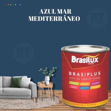 Imagem de Tinta Semi Brilho Cor Azul Petróleo 800ml Brasiplus Acrílica Lavável. 