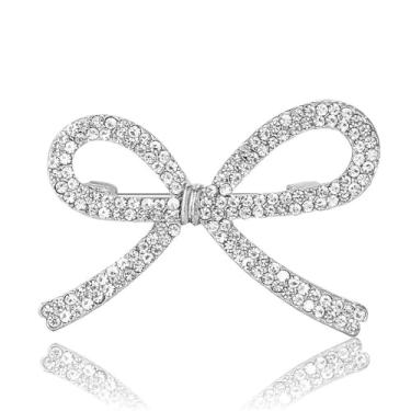 Imagem de Broche elegante de strass com laço de lapela para mulheres meninas moda simples broche de cristal brilhante para vestidos terno camisa chapéu bolsa cerimônia acessórios de roupas joias, 1.5x1.6