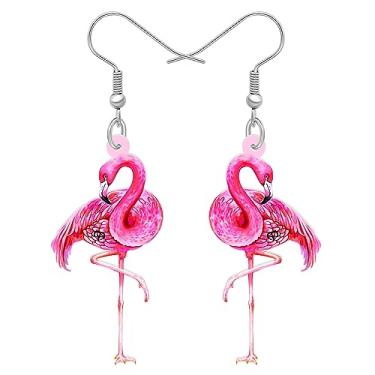 Imagem de DALANE Brincos de flamingo divertidos de acrílico para mulheres, lindos brincos de flamingo rosa tropical, joias hipoalergênicas para amantes de pássaros, pingentes de festa na praia, Medium,