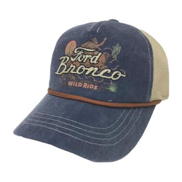 Imagem de H3 Sportgear Boné Ford Bronco Denim Rope Mesh Trucker Ajustável Snapback, Azul-marinho/bronze, Tamanho Único