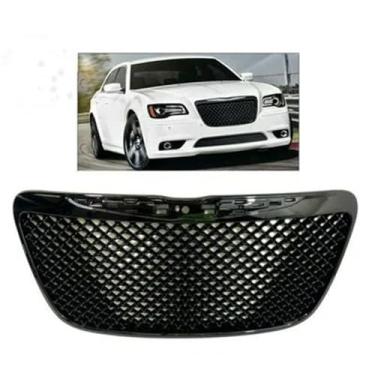 Imagem de Máscara de grade do para-choque dianteiro Grade do radiador compatível com 300C 2011-2014 Grades de corrida Acessórios externos para carros(Style 2 black)