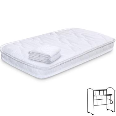 Imagem de Colchão para Mini Berço Com Protetor Impermeável Colchonete Infantil Bebê Antialérgico 78x32x6cm - bf Colchões