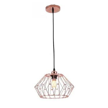 Imagem de Lustre Pendente Luminaria Ajustavel Metal Aramado Design Moderno Decoraçao Sala Quarto...