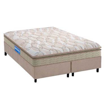 Imagem de Cama Box King: Colchão Espuma Probel D45 g. Costas + Base crc Suede Bege(193x203)