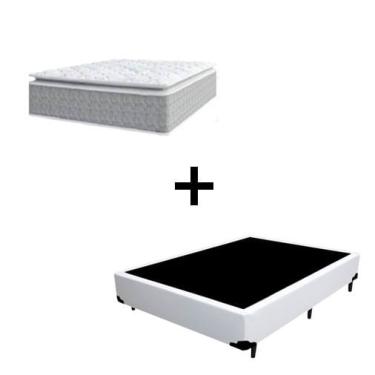 Imagem de Cama Box Viúva 128 Tecido Sintético Branco Com Colchão Nazar Molas Ensacadas com Pillow Top - Bello Box - Conforto (Espuma da Nasa) Viscoeslástico D33
