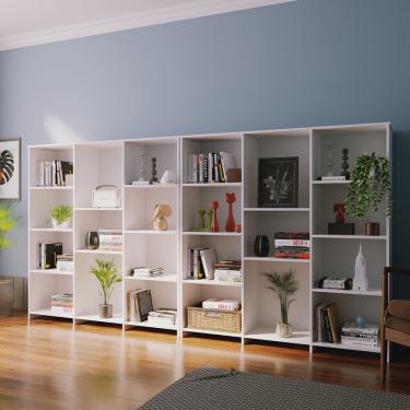 Imagem de Kit 2 Estantes para Livros Baixa 7 Prateleiras 137,5cmx272cm London Yescasa