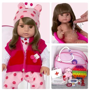 Imagem de Bebê Reborn 100% Silicone Roupinha Infantil com Itens