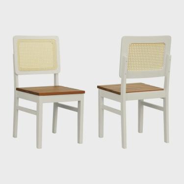 Imagem de Kit 2 Cadeiras Lyon Madeira Maciça Encosto Telinha Assento Ripado