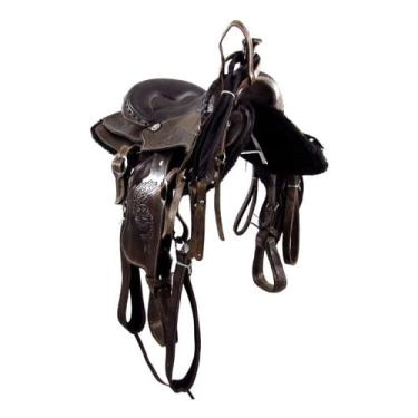 Imagem de Sela de Cavalo Quarto de Milha Tradicional Marrom 16 Polegadas Completa