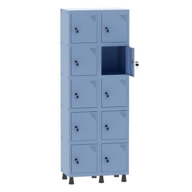 Imagem de Armário Guarda Volume Locker Roupeiro 2 Vãos 10 Portas Aço GRF502/10 Azul Dali - Pandin