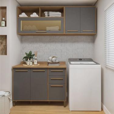 Imagem de Lavanderia Modulada com 2 Armários Aéreos e Balcão 3 Portas Salvador