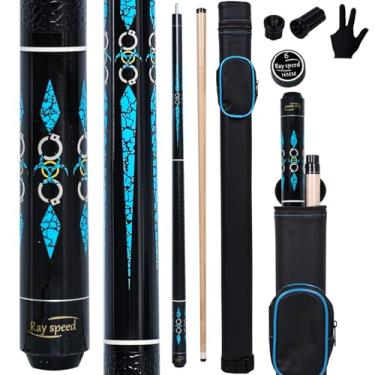 Imagem de Ray speed Bastão de taco de sinuca com eixo de deflexão baixa com estojo rígido de 540 a 590 ml bastão de sinuca profissional (azul, 540 g)