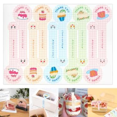 Imagem de Beyonday 300 peças de adesivos de panificação de pirulito feitos à mão para caixa de bolo/latas/frascos/xícaras de café/garrafas, adesivos de padaria de vedação longa de bolo fofo para embrulho de