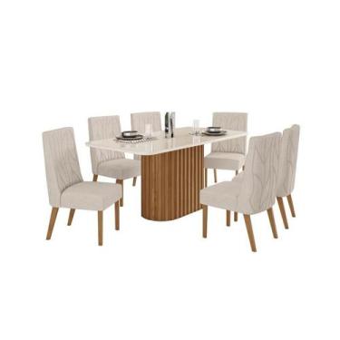 Imagem de Mesa Jantar Solana 180 6 Cadeiras Eloa Linho - Henn