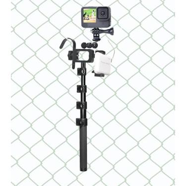 Imagem de Fotoleey Suporte de cerca de telefone para iPhone, suporte de câmera traseira para Insta360 X4/Mevo Start/Go Pro Hero 13, para gravação de jogos de beisebol, softbol e tênis, suporta gravação durante