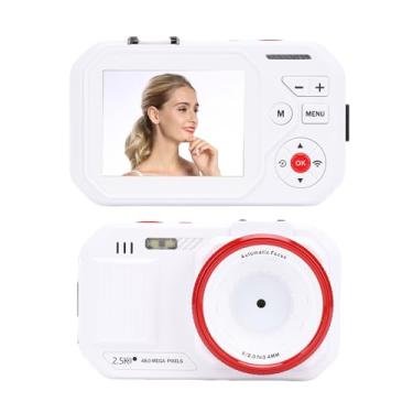 Imagem de Câmera Digital de 48MP, Câmera de Vídeo de Foco Automático para Fotografia, Telas Duplas, Zoom Digital 16x, Câmera Digital de Apontar e Disparar para Adolescentes para (Branco)
