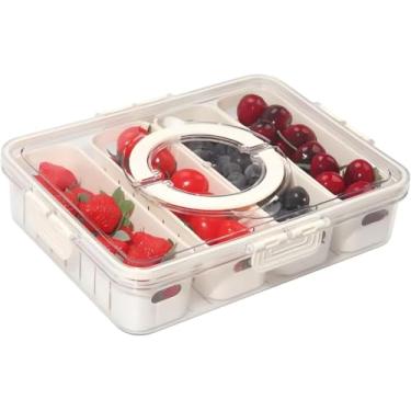 Imagem de Pote Organizador Multiuso de Geladeira com Tampa, 4 Cestos Removíveis para Frutas, Legumes e Alimentos, Plástico Transparente