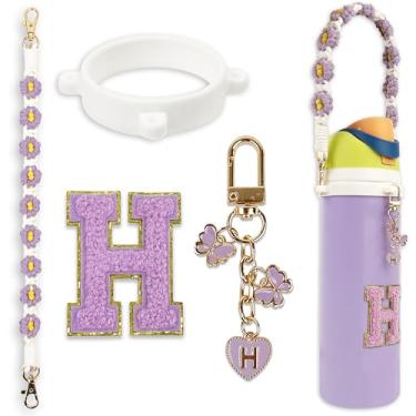 Imagem de Conjunto de pingentes de letras fofas compatível com garrafa de água Owala 680 g, 946 ml, 1,13 g, Owala Kids, copo de café Owala FreeSip – Inclui alça de alça, para acessórios Owala & Stanley Cup