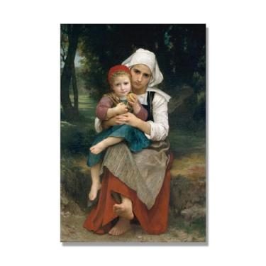 Imagem de William Adolphe Bouguereau Impressões artísticas - Pintura de retrato - (irmão e irmã) - Pôster temático de mitologia grega - Pôster de decoração de parede vintage. Somente tela de 60 x 90 cm - 23,7 x