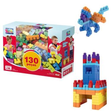 Imagem de Brinquedo Educativo Blocos de Montar Dismat com 130 Peças Estimula Cri