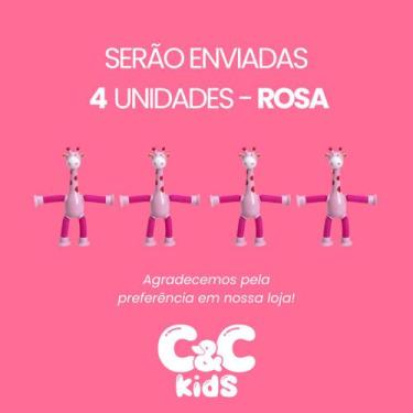 Imagem de Kit 4 girafas estica e gruda melman pop it tubo tiktok com luz brinque