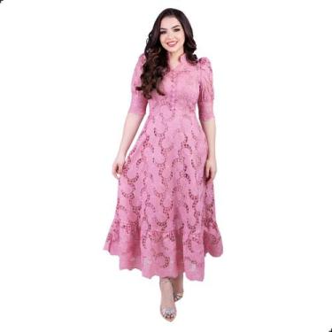 Imagem de Vestido Feminino Luxo Social Bordado Manga Princesa - KOPYTTA, Rosê, P