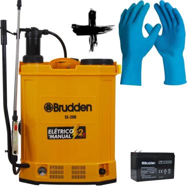 Imagem de Kit Pulverizador Costal Elétrico Bateria Manual Para Veneno - Ss20b 20l + Par De Luvas Nítrilica Epi
