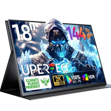 Imagem de UPERFECT Monitor portátil para jogos 2K 144Hz 45.7 cm 2560x1600 QHD 100% DCI-P3 FreeSync HDR Display para laptop com VESA e capa, tela fina e fosca IPS para cuidados com os olhos para console de jogos