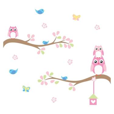 Imagem de Adesivo de Parede Infantil Galhos Coruja Baby Candy Colors