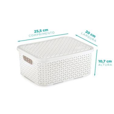 Imagem de Caixa Organizadora Rattan com Tampa - Preta 4L - Nitron, Branco, P