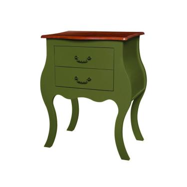 Imagem de Cômoda Bombê Antique Estreita 2 Gavetas Laca Verde Musgo