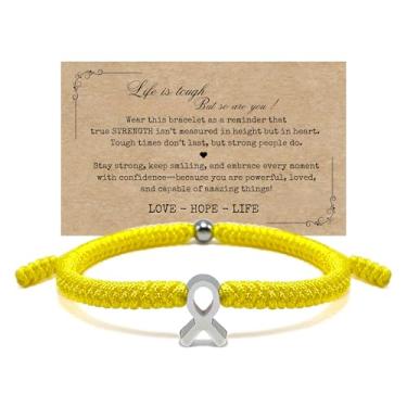 Imagem de LAMIBEE Pulseira para uma causa, pulseira de fita de conscientização, pulseiras ficam bem em breve, pulseira de cordão de proteção de surfista para homens, mulheres estilo amuleto boho