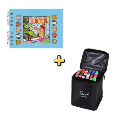 Imagem de Kit Livro De Colorir Bobbie Goods stich e Conjunto De Canetinhas Ponta