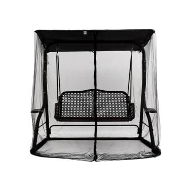 Imagem de Cobertura para balanço de pátio preta - Rede de malha impermeável para 2/3 pessoas com zíper duplo, tenda de balanço leve de poliéster para áreas externas, jardim e varanda(Black,49*80.7*80.7inch)