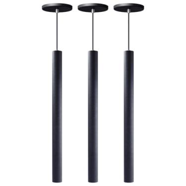Imagem de Kit 3 Pendente Luminária Tubo Preto 50 Cm