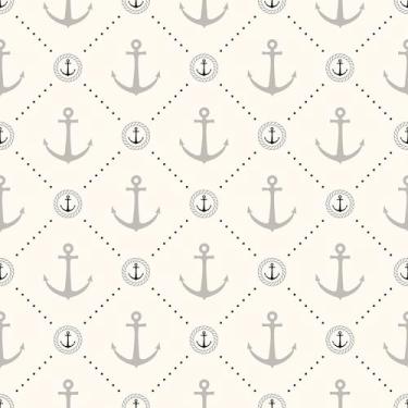 Imagem de Papel De Parede 3m Adesivo Bege Nude Âncora Cinza Náutico Elegante