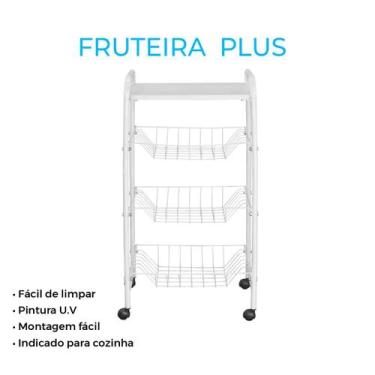 Imagem de Fruteira De Chão Com Rodinhas 3 Andares Aço Multiuso Cozinha - GIFT HO
