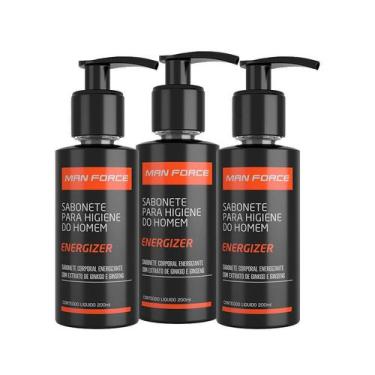 Imagem de Kit 3 Sabonetes Intimo Masculino Man Force Energizer 200ml - Adão e Ev